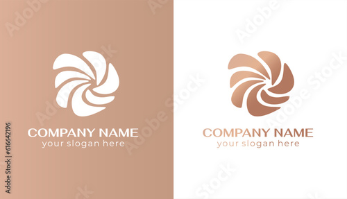Round spiral logo. Swirling elegant waves of fabric. Template for creating a unique luxury design, logo, fashion, studio, boutique, spa center