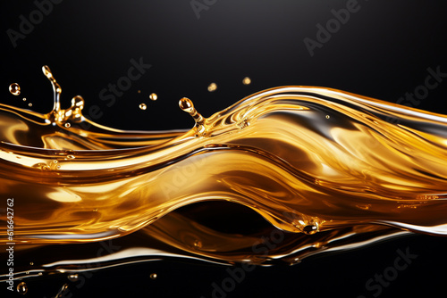 Abstract background. Luxurious wavy swirling background. Golden liquid paint background. Golden waves abstract texture background. Generative AI