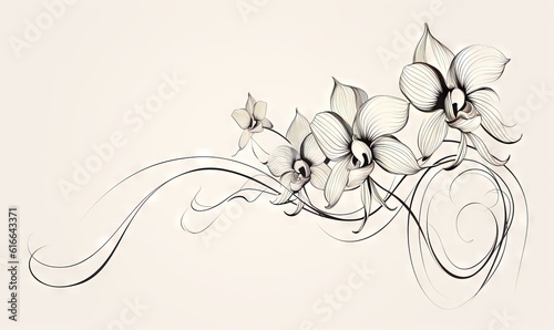 Wallpaper Mural  a black and white drawing of flowers on a white background.  generative ai Torontodigital.ca