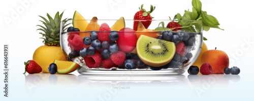 Mixed fresh fruits in the water. generative ai