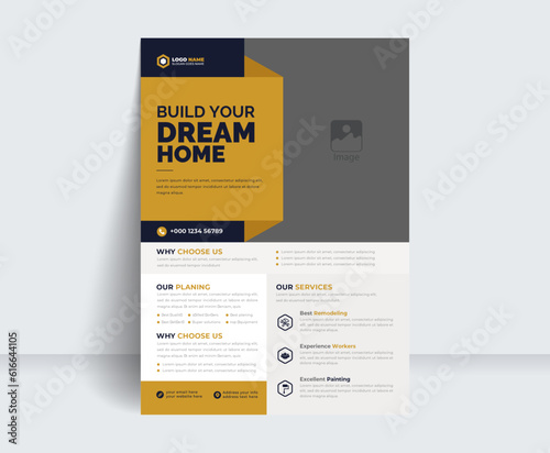 Home sale flyer, creative real estate modern a4 business flyer template 