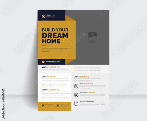 Home sale flyer, creative real estate modern a4 business flyer template
