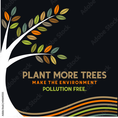 Trees Slogan poster background with continuous line art floral, pastel colors and abstract shape element. Suitable for background, poster, cover, wall art, home decor and other template.