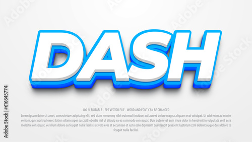 Editable text effect blue 3d style