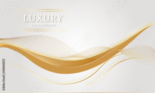 LUXURY ABSTRACT BACKGROUND, WHITE WITH GOLD WAVES 