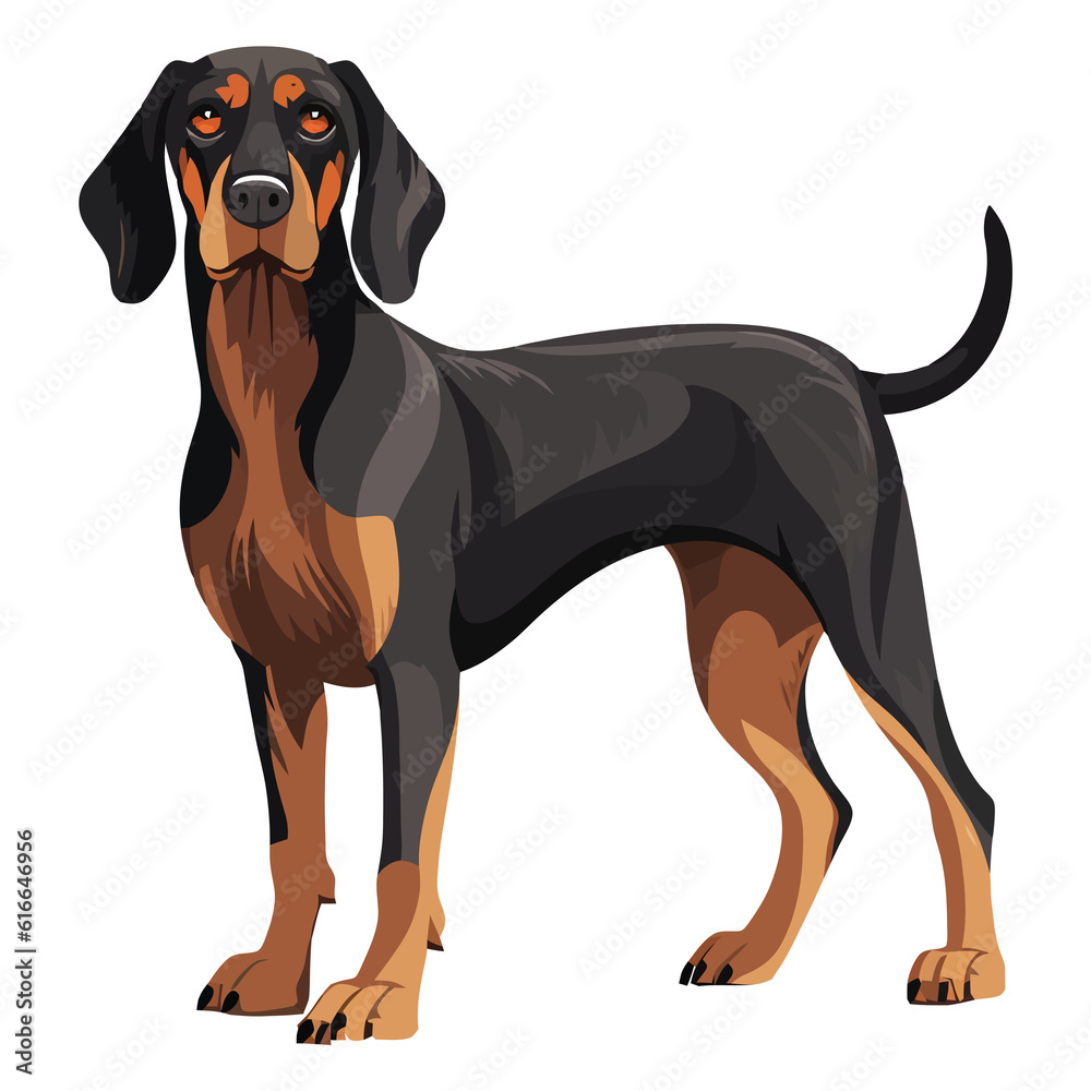 Quirky and Handsome: 2D Artwork Showcasing an Irresistible Black and Tan Coonhound