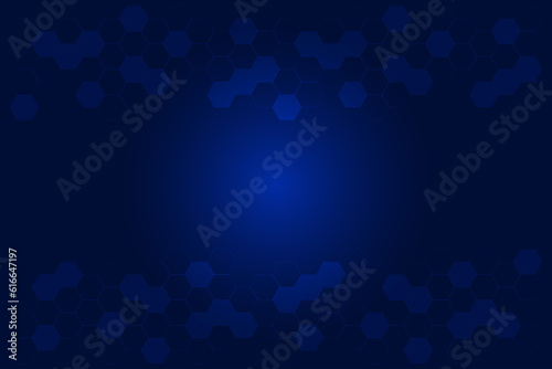 Light and dark blue background with surface of hexagon. Technology banner and business template.