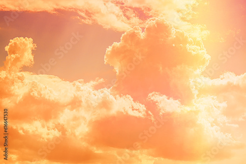 Toned yellow orange Clouds Cloud Sky. Background Cloudscape Abstract colors