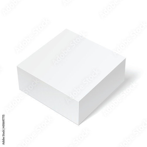 Realistic square White paper Package Box. Pack box for Software, electronic device and other products. Mockup Vector illustration.