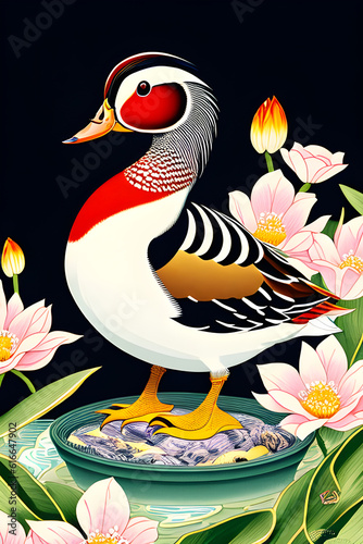 the mandarin duck illustration © solution