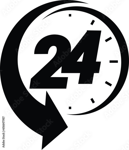 24 hours order execution or delivery service icons. commercial support. Vector illustration