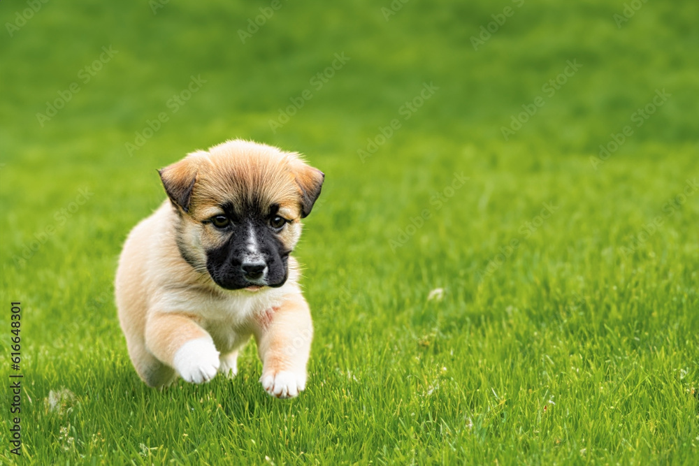 Small baby dog, puppy close-up. Walking a dog in a city park Small baby dog, puppy close-up. Walking a dog in a city park