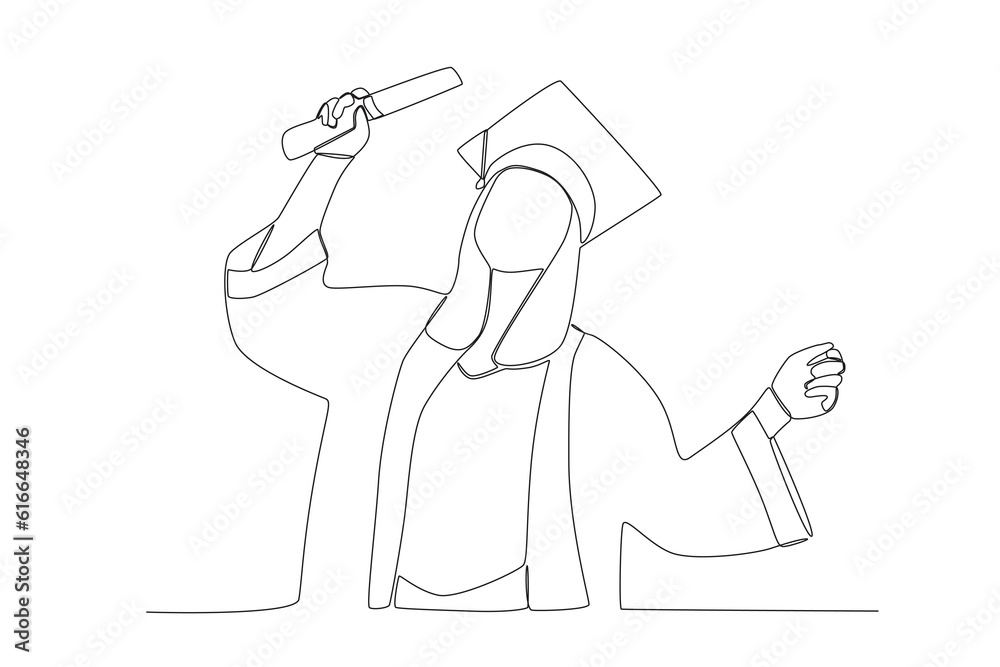 continuous line drawing of young female university graduate
continuous line drawing of young female university graduate