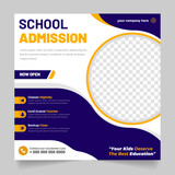 school students admission social media post, promotional discount back to school template