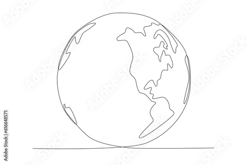 world map looks little island. Single continuous line round global map geography graphic icon. Simple one line draw doodle for education concept. Isolated vector illustration minimalist design. 