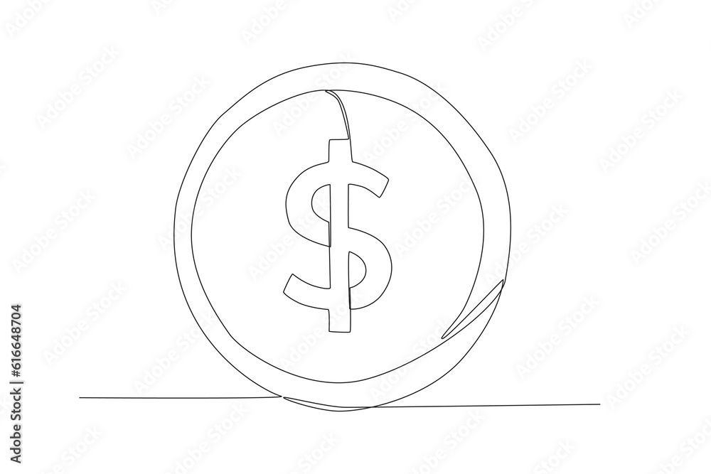 vetor-de-single-one-line-drawing-coin-flat-icon-dollar-coin-coin-with
