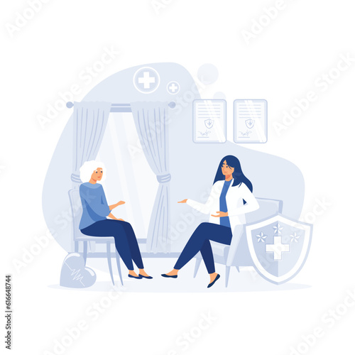 inclusive daily life,  Prioritizing Senior Health and Well-being, flat vector modern illustration photo