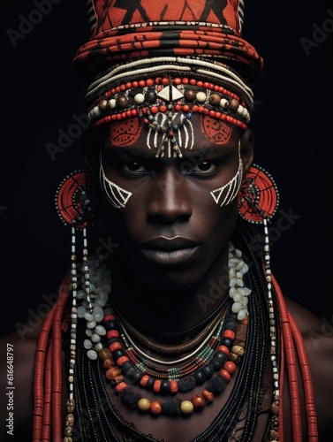 Beautiful black tribal girl  tribal leader  africa  generative ai