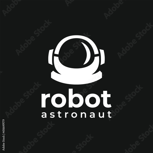 Robot Astronaut Black and White Icon Logo