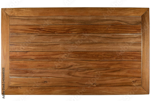 Top view of empty wood table for product display on white background