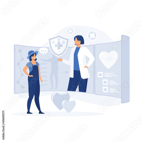 Online medical consultation and support services concept. Tele medicine e-health service.  flat vector modern illustration