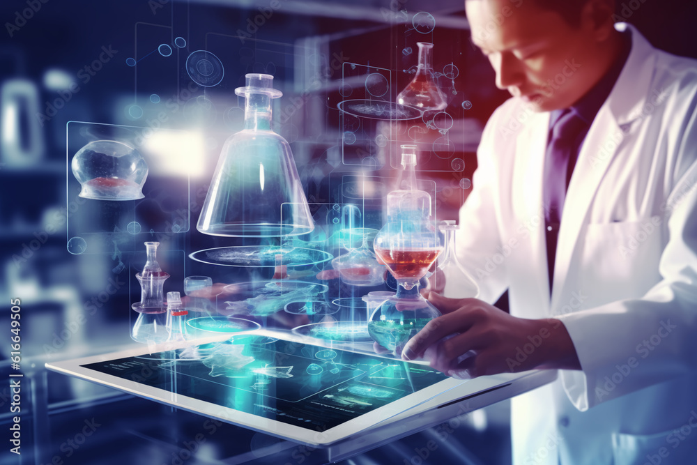 Medical Research, Health technology, Healthcare and medicine concept. Technician using digital tablet Medical Research, Health technology, Healthcare and medicine concept. Technician using digital tablet
