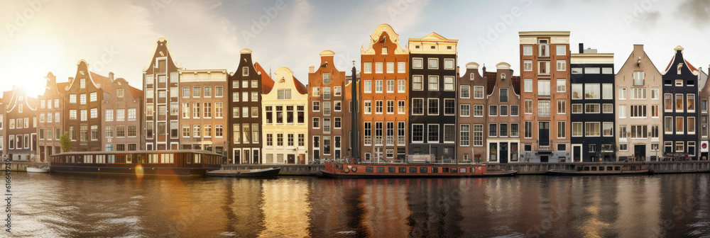 Amsterdam panoramic view - Generative AI