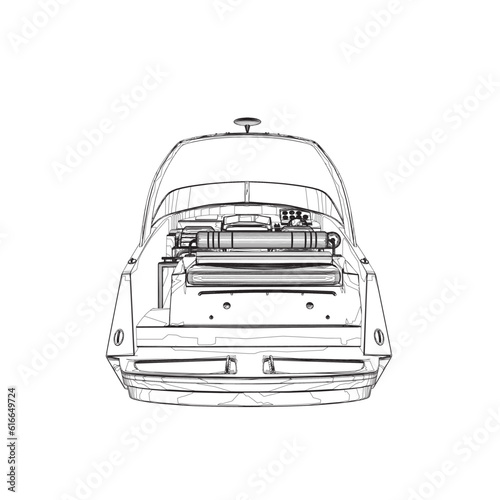 Outline Speedboat isolated vector illustration. Luxury and expensive boat.