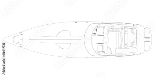 Outline Speedboat isolated vector illustration. Luxury and expensive boat.