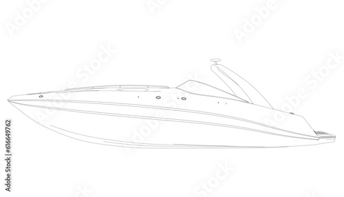 Outline Speedboat isolated vector illustration. Luxury and expensive boat.