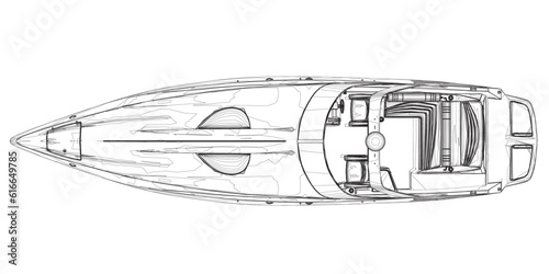 Outline Speedboat isolated vector illustration. Luxury and expensive boat.