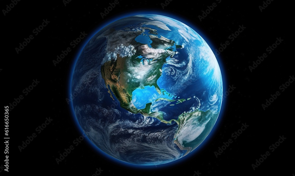 Obraz premium a view of the earth from space showing the north pole. generative ai