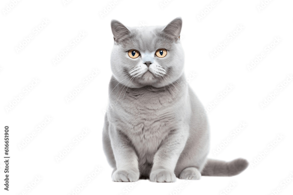 British Shorthair Cat Isolated on a Transparent Background. AI