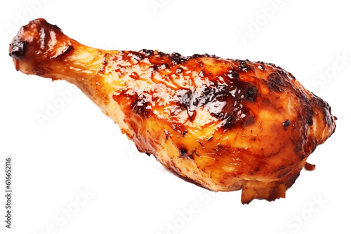 Fotografia Grilled Chicken Leg Isolated on a Transparent Background. AI