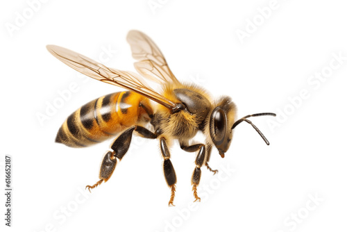 Honey Bee Isolated on a Transparent Background. AI