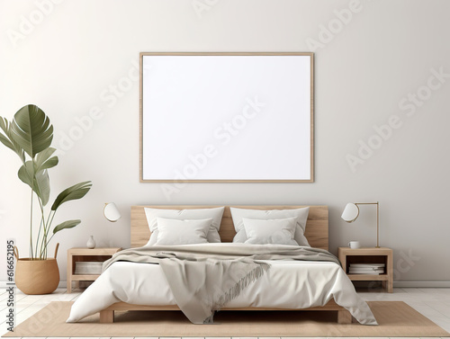Mockup Frame In Bedroom Interior Background, Mockups Design 3D, HD