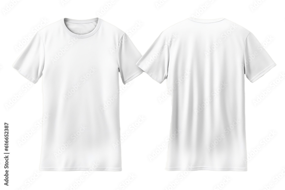 Plain White T-Shirt Mockup Template with Front, Back, and Side View on ...