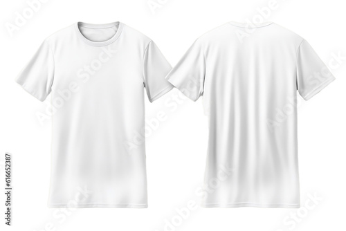 Plain White T-Shirt Mockup Template with Front, Back, and Side View on Transparent Background. AI