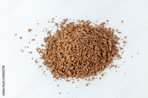 Instant coffee beans, white background powdered coffee