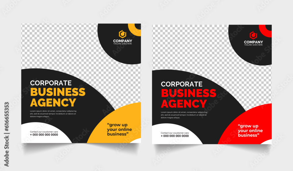 corporate social media post design and business agency banner poster ad media layout template