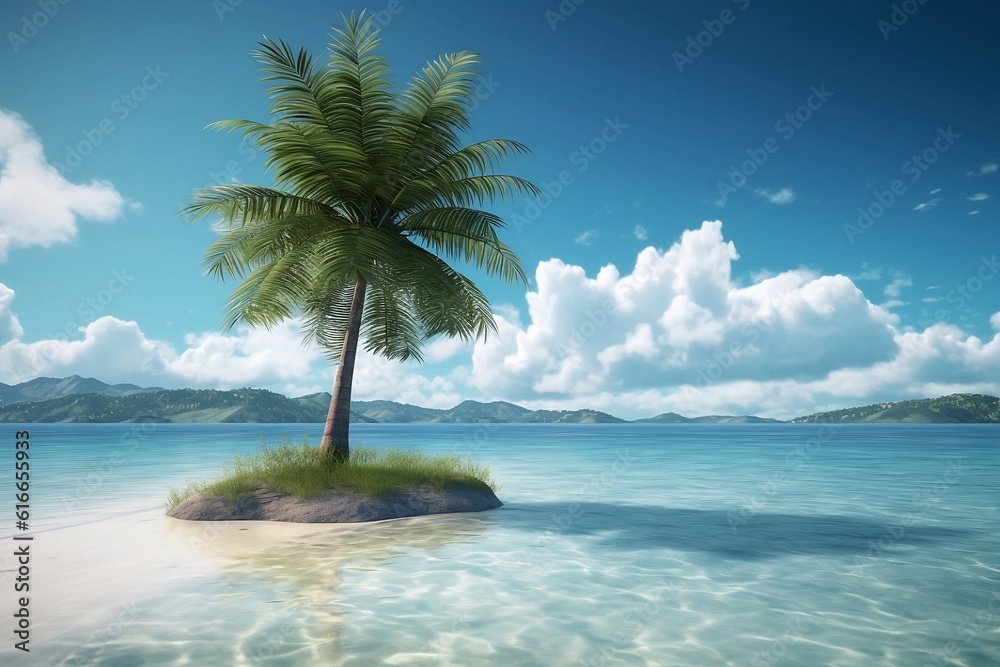 tropical island with palm trees. 