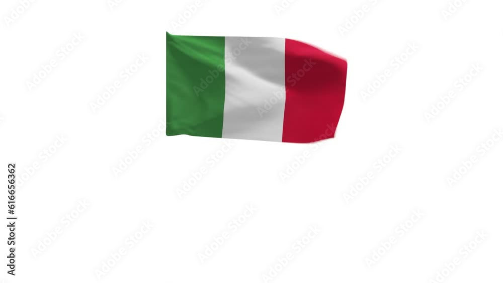 3D rendering of the flag of Italy waving in the wind.