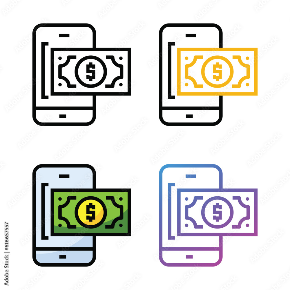 Online payment icon design in four variation color Online payment icon design in four variation color