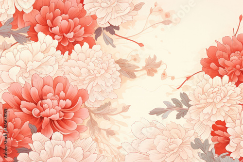 Japonism illustration for invitations.