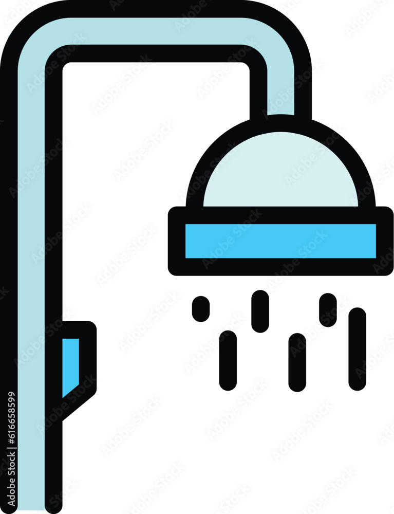 Shower head rain icon. Outline Shower head rain vector icon for web design isolated on white background color flat Shower head rain icon. Outline Shower head rain vector icon for web design isolated on white background color flat
