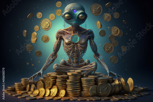 Ai Generated Percentage model with coins stack. Concepts of the banking system, rising interest rates, inflation, deflation, and savings