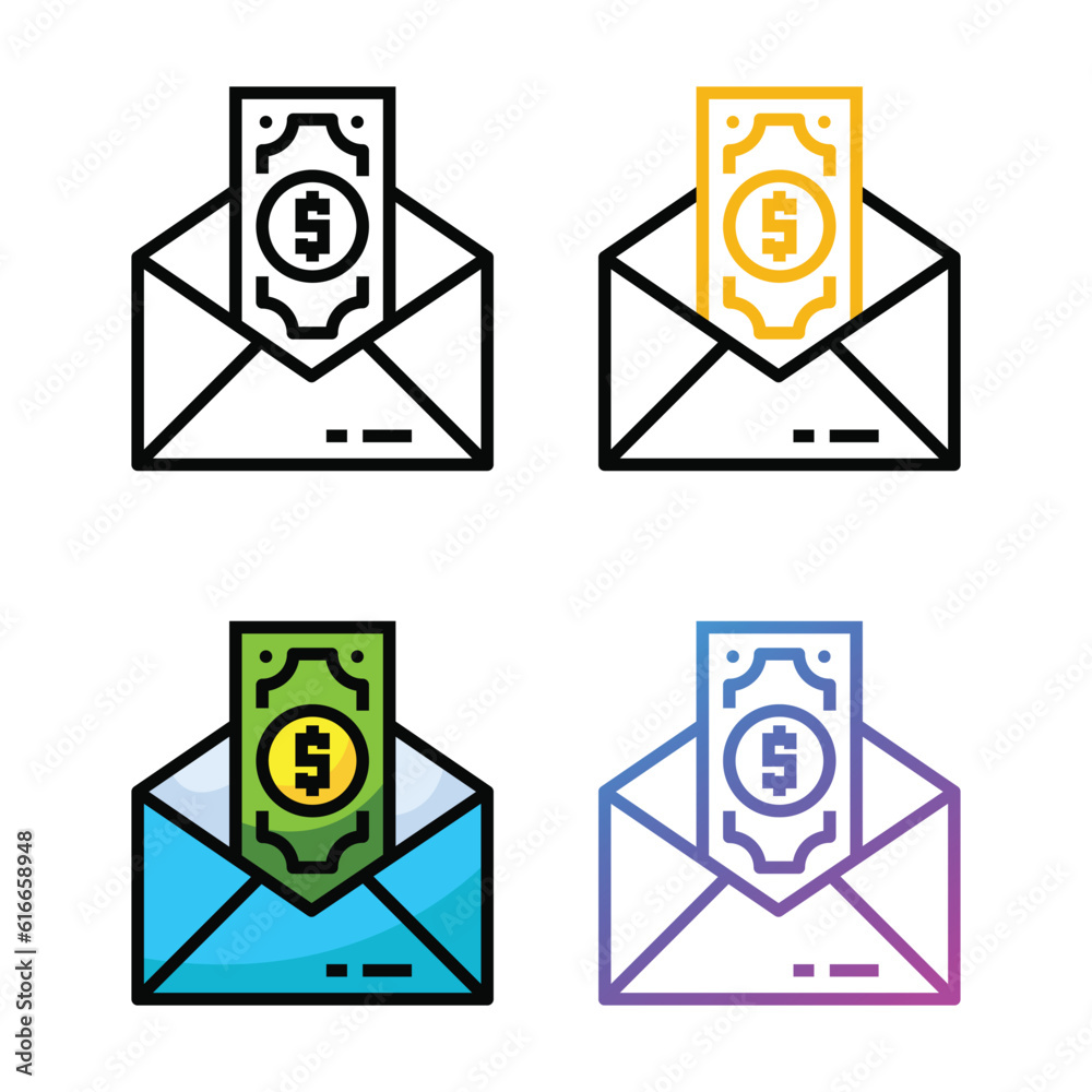 Email bills icon design in four variation color Email bills icon design in four variation color