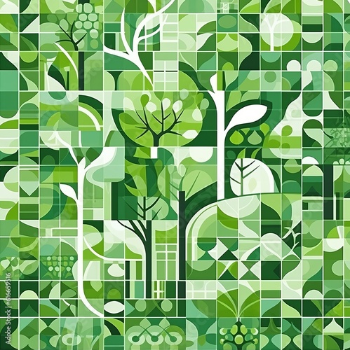 Green eco friendly symbol mosaic seamless pattern