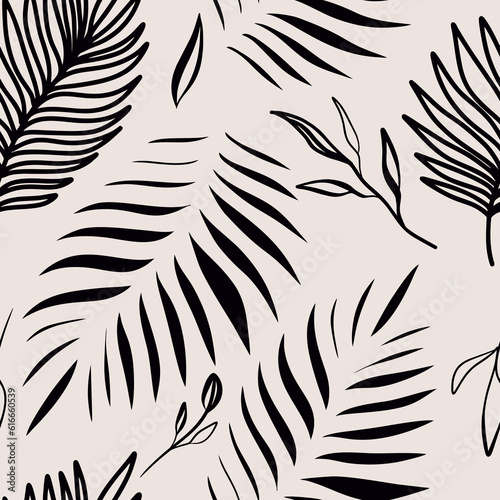 Modern exotic botanical pattern. Floral abstract contemporary seamless pattern. Hand drawn unique print. 