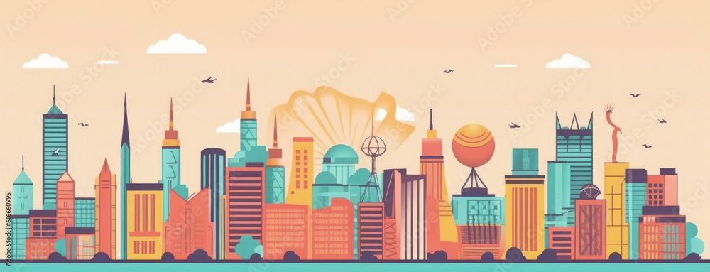 Kenya Famous Landmarks Skyline Silhouette Style, Colorful, Cityscape, Travel and Tourist Attraction - Generative AI